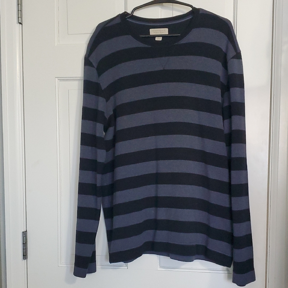 Banana Republic Blue Striped Long Sleeve Sweater Mens Sz L